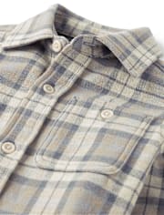 Boys Plaid Luxe Cozy Knit Button Up Shirt