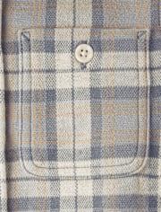 Boys Plaid Luxe Cozy Knit Button Up Shirt