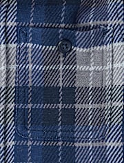 Boys Plaid Luxe Cozy Knit Button Up Shirt