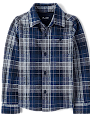 Boys Plaid Luxe Cozy Knit Button Up Shirt