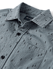 Boys Print Poplin Button Up Shirt