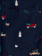 Boys Print Poplin Button Up Shirt