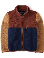 Kids Colorblock Sherpa Zip Up Jacket