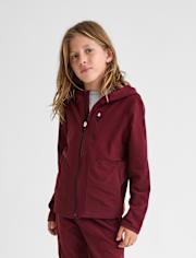 Sweat à capuche zippé en micropolaire extensible et confortable pour garçon