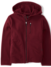 Boys Stretch Cozy Microfleece Zip Up Hoodie