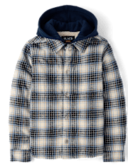 Boys Plaid Flannel Sherpa Lined Shacket