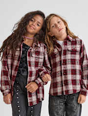 Kids Plaid Flannel Button Up Shirt
