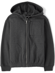 Kids Premium Fleece Utility Zip Up Hoodie