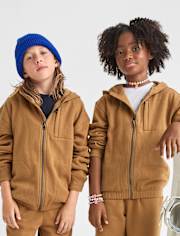 Kids Premium Fleece Utility Zip Up Hoodie