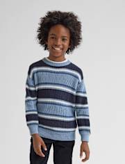 Boys Striped Chunky Sweater