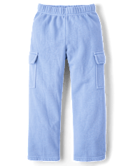 Kids Garment Dyed Premium Fleece Wide Leg Cargo Lounge Pants