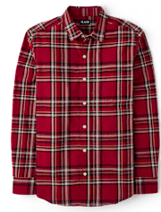 Mens Matching Family Plaid Poplin Button Up Shirt