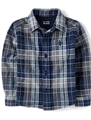 Baby And Toddler Boys Plaid Luxe Cozy Knit Button Up Shirt