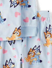 Baby And Toddler Girls Bluey™ Hearts Fleece Pajamas