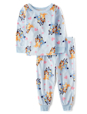 Baby And Toddler Girls Bluey™ Hearts Fleece Pajamas