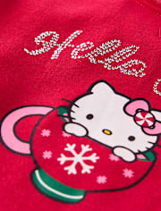 Girls Hello KittyÂ® Rhinestone Mug Ribbed Baby Tee