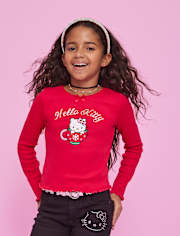 Girls Hello KittyÂ® Rhinestone Mug Ribbed Baby Tee