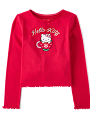 Girls Hello KittyÂ® Rhinestone Mug Ribbed Baby Tee