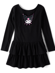 Girls Hello Kitty® Rhinestone Tiered Drop Waist Dress