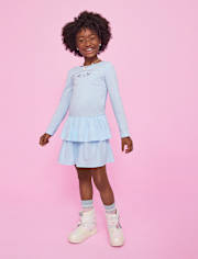 Girls Hello Kitty® Rhinestone Tiered Drop Waist Dress