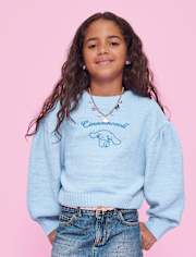 Girls Hello KittyÂ® Embroidered Chenille Sweater