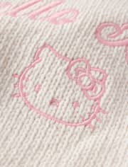 Girls Hello KittyÂ® Embroidered Chenille Sweater