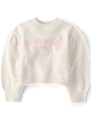 Girls Hello KittyÂ® Embroidered Chenille Sweater