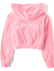 Girls Hello Kitty® Embroidered Velour Zip Up Hoodie