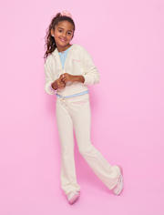 Girls Hello KittyÂ® Embroidered Velour Zip Up Hoodie
