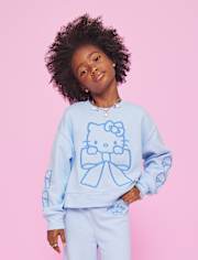 Girls Hello KittyÂ® Embroidered Premium Fleece Sweatshirt