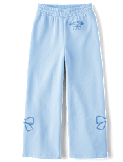 Girls Hello Kitty® Embroidered Premium Fleece Wide Leg Lounge Pants