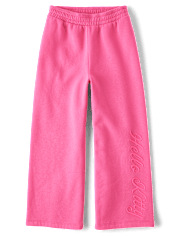 Girls Hello Kitty® Embroidered Premium Fleece Wide Leg Lounge Pants