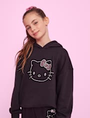 Girls Hello KittyÂ® Rhinestone Premium Fleece Oversized Hoodie