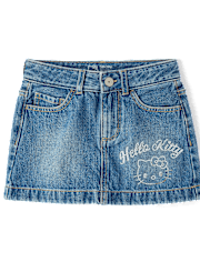 Girls Hello KittyÂ® Rhinestone Denim Skirt
