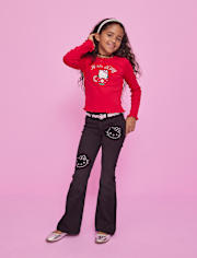 Girls Hello KittyÂ® Rhinestone Flare Jeans