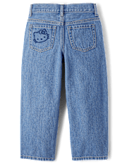 Girls Hello Kitty® Embroidered Heart Patch Barrel Jeans