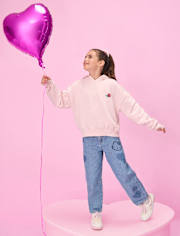 Girls Hello Kitty® Embroidered Heart Patch Barrel Jeans