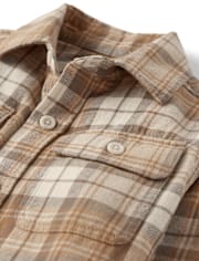 Boys Plaid Flannel Button Up Shirt