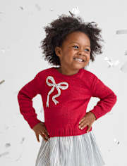 Toddler Girls Sequin Bow Sweater