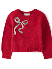 Toddler Girls Sequin Bow Sweater