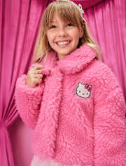 Girls Hello KittyÂ® Applique Sherpa Jacket