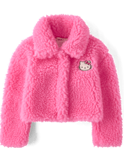Girls Hello KittyÂ® Applique Sherpa Jacket