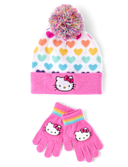 Girls Hello KittyÂ® Rainbow Heart 2-Piece Cold Weather Set