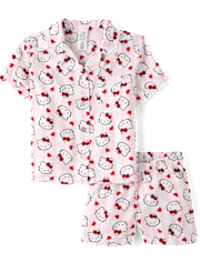 Girls Hello KittyÂ® Heart Satin Pajamas