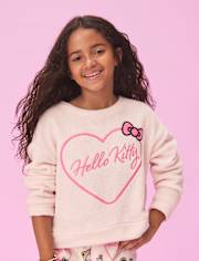 Girls Hello KittyÂ® Embroidered Heart Fleece Pajamas