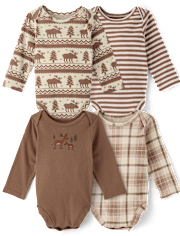 Baby Boys Moose Bodysuit 4-Pack