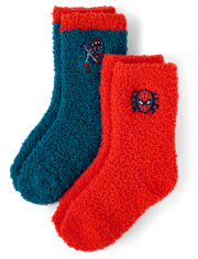 Boys Spider-Man Embroidered Cozy Socks 2-Pack