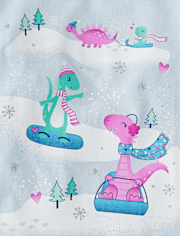 Baby And Toddler Girls Snow Dinos Graphic Tee