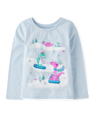 Baby And Toddler Girls Snow Dinos Graphic Tee