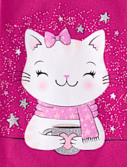 Baby And Toddler Girls Cat Cocoa Graphic Tee